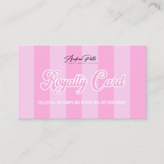 Roze Retro Loyalty Kaart (Voorkant)