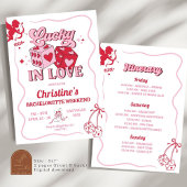 Roze Retro Lucky in Love Vegas Bachelorette Kaart