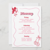 Roze Retro Lucky in Love Vegas Bachelorette Kaart (Achterkant)