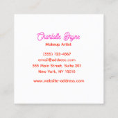 Roze Retro Make-up Artiest Vierkante Visitekaartje (Achterkant)