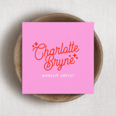 Roze Retro Make-up Artiest Vierkante Visitekaartje
