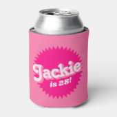 Roze Retro Malibu zegel | Verjaardag Blikjeskoeler (Blikje Voorkant)