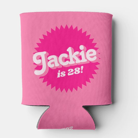 Roze Retro Malibu zegel | Verjaardag Blikjeskoeler (Achterkant)