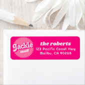 Roze Retro Malibu zegel | Verjaardag Uitnodiging E Etiket (Insitu)