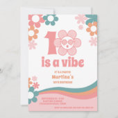 Roze Retro Meisje 10e Verjaardag Uitnodiging (Voorkant)