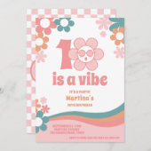 Roze Retro Meisje 10e Verjaardag Uitnodiging (Voorkant / Achterkant)