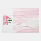 Roze Retro Merry kerst Theedoek (Horizontaal)