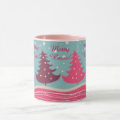  roze Retro Merry kerstboom, meisje Mok (Midden)