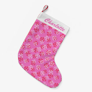 Roze Retro Mid Mod Atomic Pattern gepersonaliseerd Kleine Kerstsok
