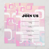 Roze retro midden-eeuwse moderne film invullen kaart (Voorkant / Achterkant)