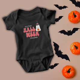 Roze Retro Mijn Eerste Halloween met Leuke Ghost Romper