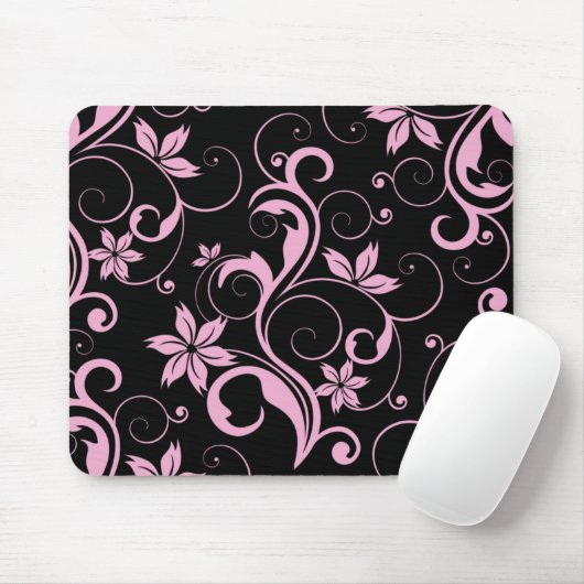 Roze retro Modern Floral Pattern Elegant Mousepad Muismat (Met muis)