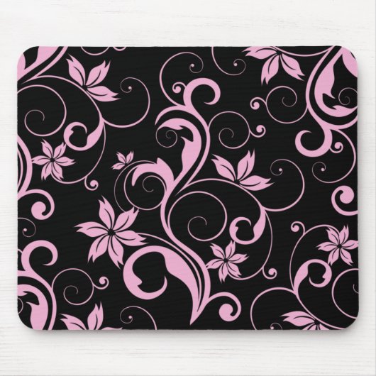Roze retro Modern Floral Pattern Elegant Mousepad Muismat (Voorkant)