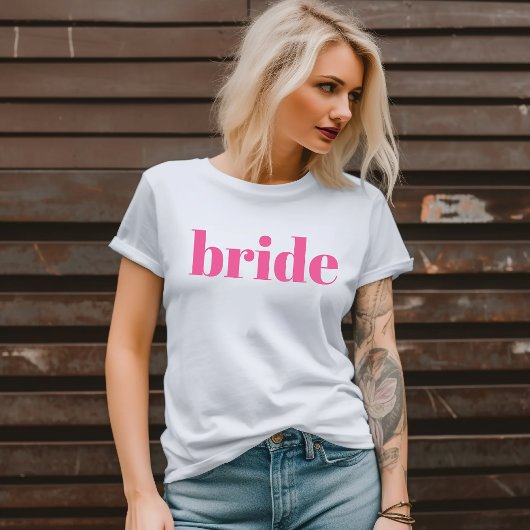 Roze Retro Moderne Bruid Bachelorette T-shirt