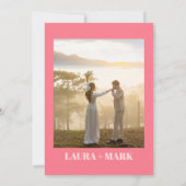 Roze Retro Moderne Chic Fotobruiloft Kaart (Achterkant)