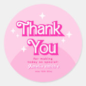 roze retro moderne trendy Dank je Ronde Sticker (Voorkant)