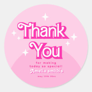 roze retro moderne trendy Dank je Ronde Sticker