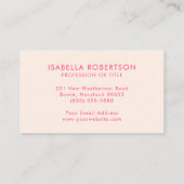 Roze Retro Moderne Unieke Typografie Visitekaartje (Achterkant)