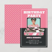 Roze retro muziek kaart (Voorkant / Achterkant)