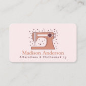 Roze Retro naaimachine naaister Visitekaartje (Voorkant)