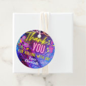 Roze Retro Neon Glow Rolschaatsen Dank u Bedankjes Labels (In situ)