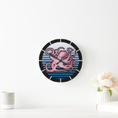 Roze Retro Octopus Ronde Klok (Huis)