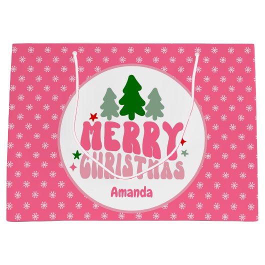 Roze Retro op maat voor Kerstmis Groot Cadeauzakje (Voorkant)