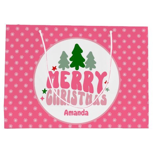 Roze Retro op maat voor Kerstmis Groot Cadeauzakje (Achterkant)