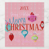 Roze Retro Ornamenten Wijn Etiket (Enkel label)