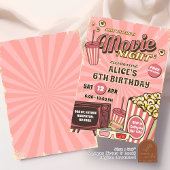 Roze Retro Outdoor Film Night Verjaardag Meisje Kaart