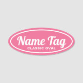 Roze retro Oval Klassieke naamtag Naamplaatje (Voorkant)