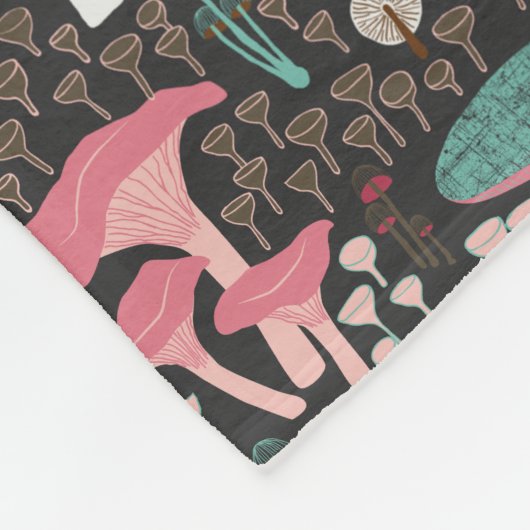 Roze Retro Paddestoel Fleece Deken (Hoek)