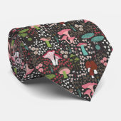 Roze Retro Paddestoel Stropdas (Opgerold)