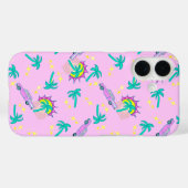 Roze retro palmbomen en auto Case-Mate iPhone case (Achterkant (horizontaal))