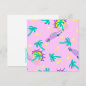 Roze retro palmbomen en auto kaart (Voorkant / Achterkant)