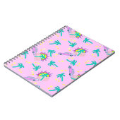Roze retro palmbomen en auto notitieboek (Linkerzijde)