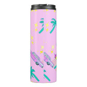 Roze retro palmbomen en auto thermosbeker (Achterkant)