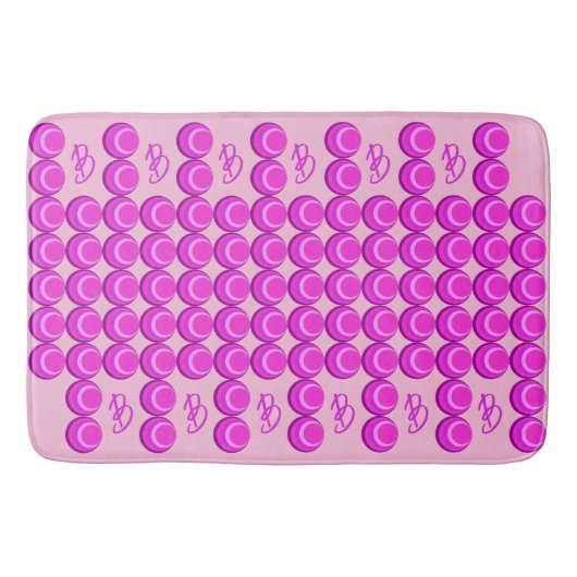 Roze retro patroon in trendy stijl met monogram badmat (Voorkant)