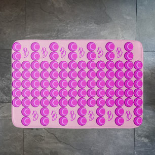 Roze retro patroon in trendy stijl met monogram badmat