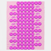 Roze retro patroon in trendy stijl met monogram fleece deken (Voorkant)