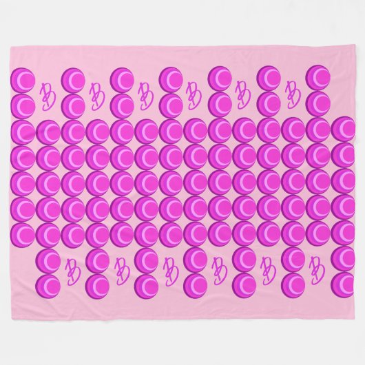 Roze retro patroon in trendy stijl met monogram fleece deken (Voorkant (Horizontaal))