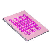 Roze retro patroon in trendy stijl met monogram notitieboek (Rechterzijde)