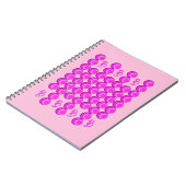 Roze retro patroon in trendy stijl met monogram notitieboek (Linkerzijde)