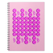 Roze retro patroon in trendy stijl met monogram notitieboek (Voorkant)