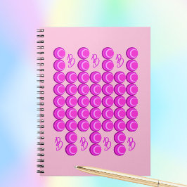 Roze retro patroon in trendy stijl met monogram notitieboek