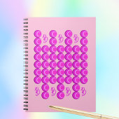 Roze retro patroon in trendy stijl met monogram notitieboek