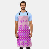 Roze retro patroon in trendy stijl met monogram schort (Gedragen)