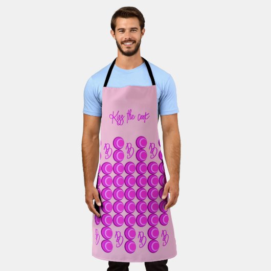 Roze retro patroon in trendy stijl met monogram schort (Gedragen)