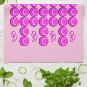 Roze retro patroon in trendy stijl met monogram theedoek (Gevouwen)