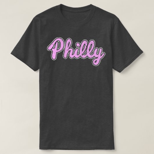 Roze Retro Philly Script Throwback Philly Fan Favo T-shirt (Design voorkant)